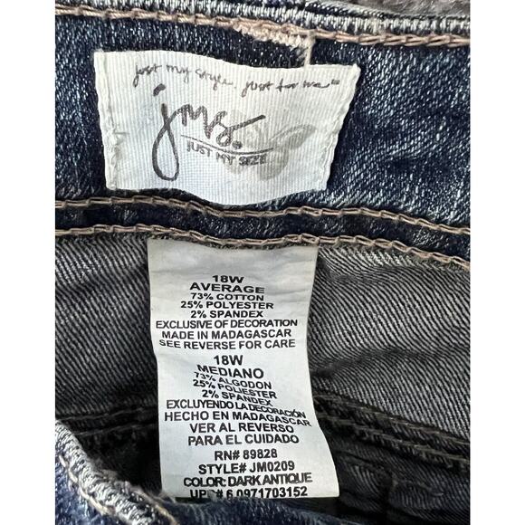 JMS Just My Size Straight Leg Jeans Womens Size 18W Stretch Blue Denim Pockets - Picture 3 of 8